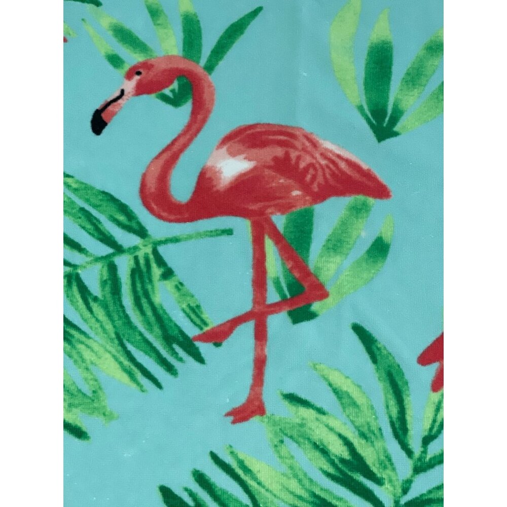 Blue Pink Flamingo Large Beach Towel Tropical Palm Leaf Pool Bath Cotton READ - Picture 3 of 16
